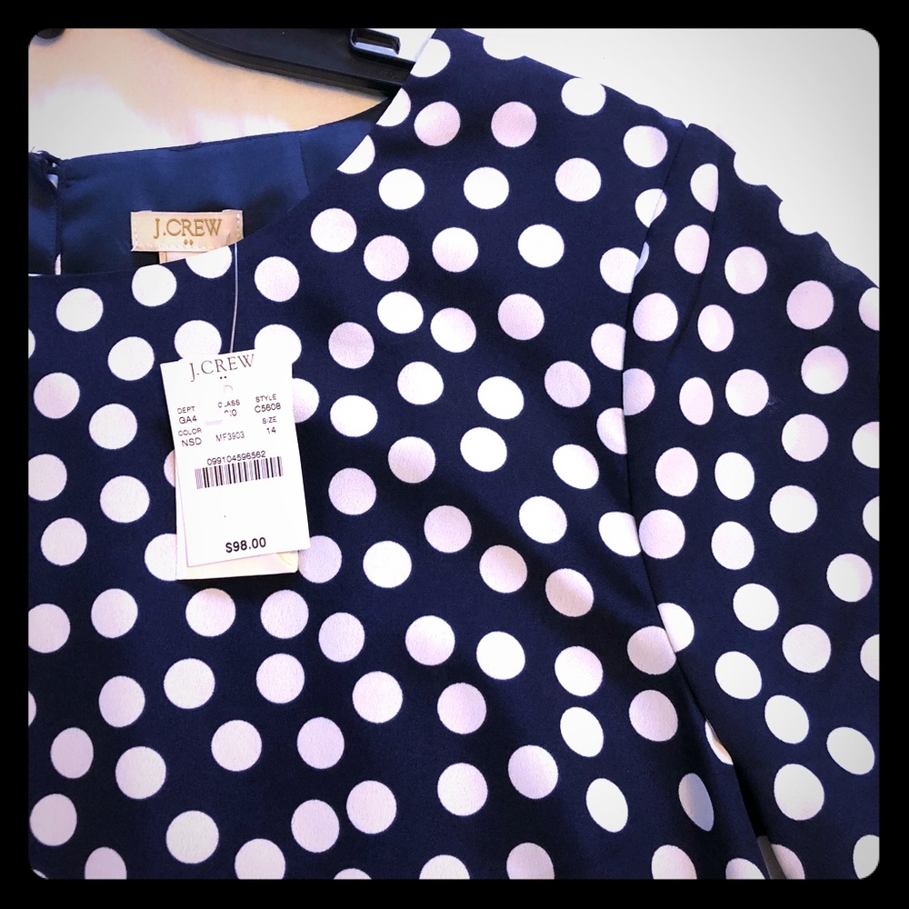 J. Crew Navy Blue Polka Dot Shift Dress